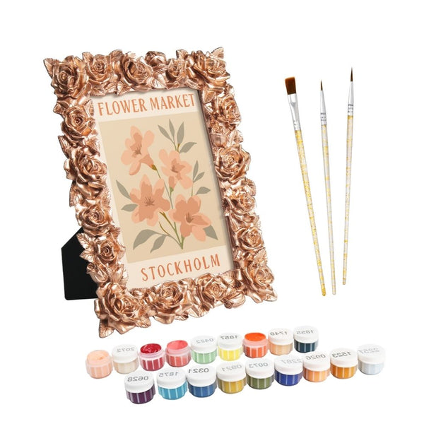 Mini Paint by number with frame - Flower market - Stockholm Figured'Art