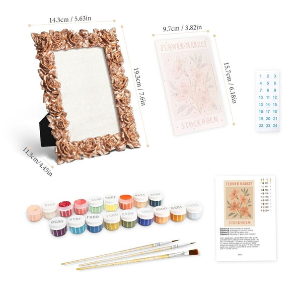 Mini Paint by number with frame - Flower market - Stockholm