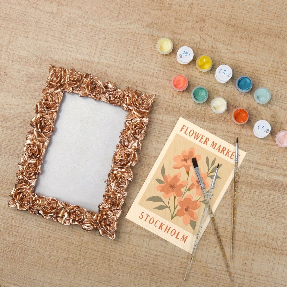 Mini Paint by number with frame - Flower market - Stockholm