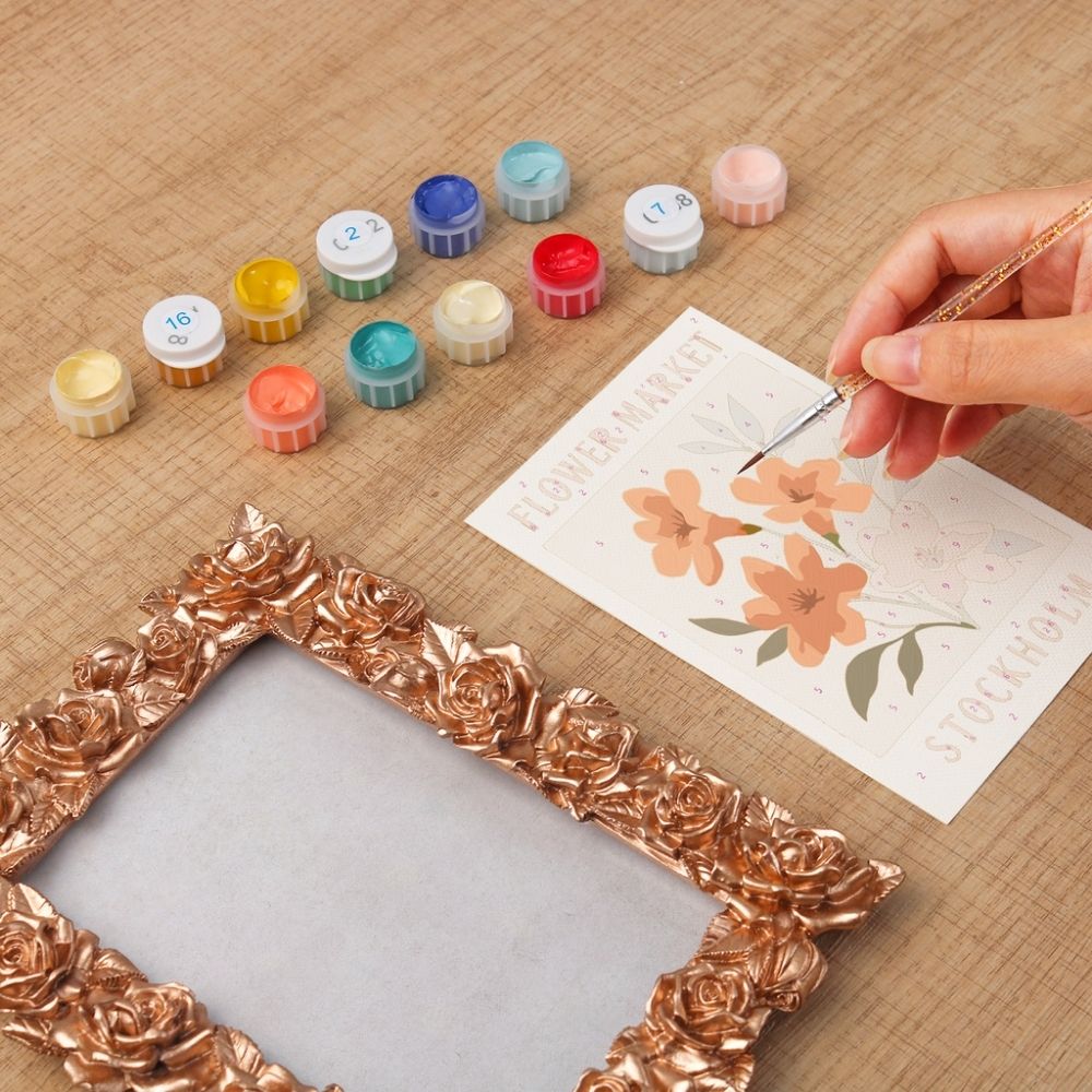 Mini Paint by number with frame - Flower market - Stockholm