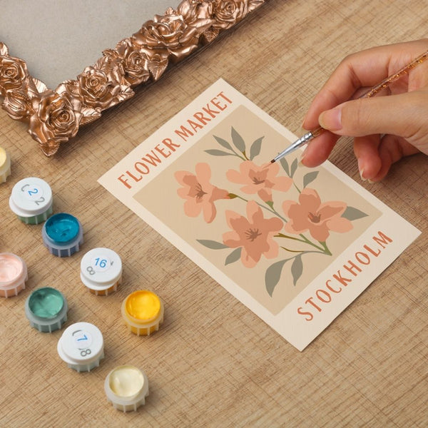Mini Paint by number with frame - Flower market - Stockholm