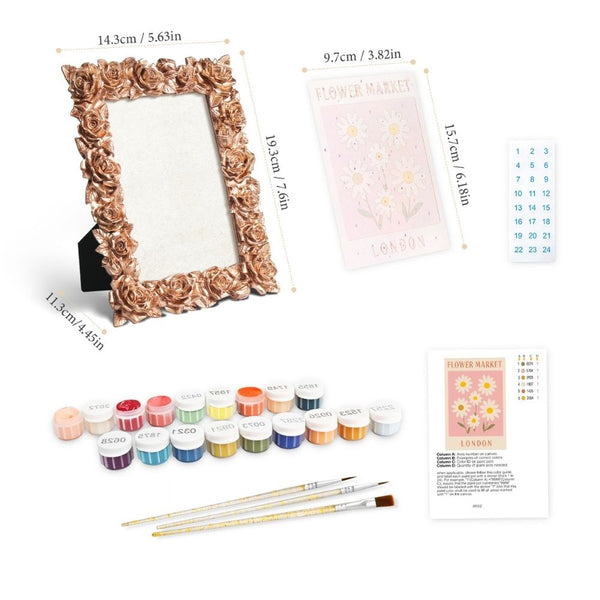 Mini Paint by number with frame - Flower market - London