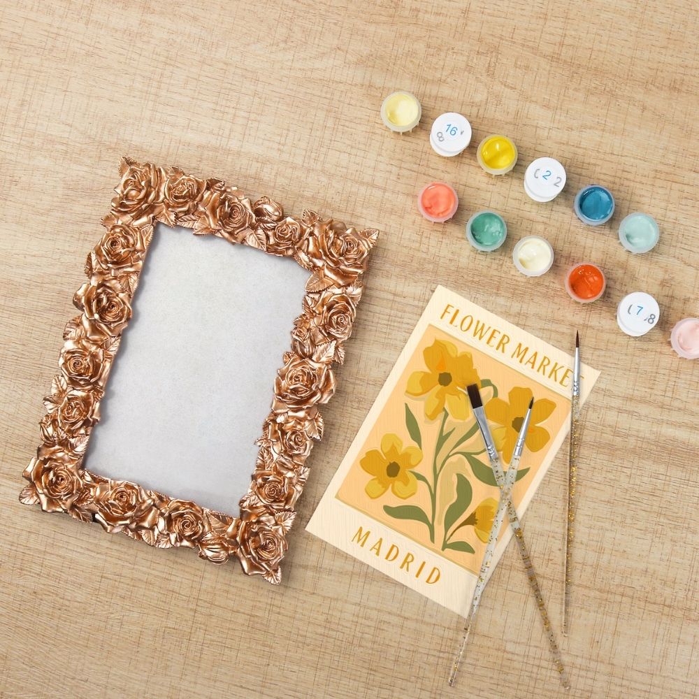Mini Paint by number with frame - Flower market - Madrid