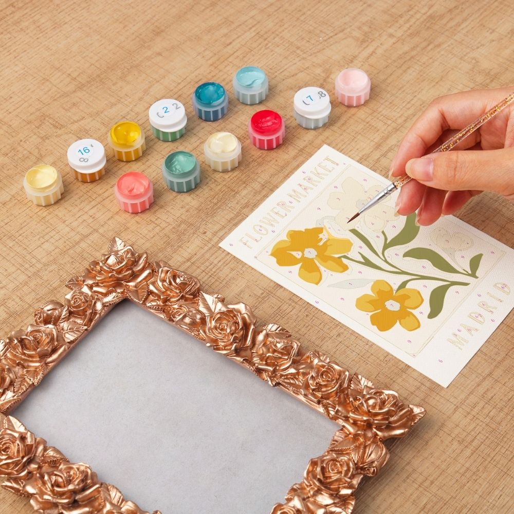 Mini Paint by number with frame - Flower market - Madrid