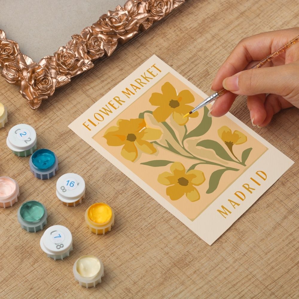 Mini Paint by number with frame - Flower market - Madrid