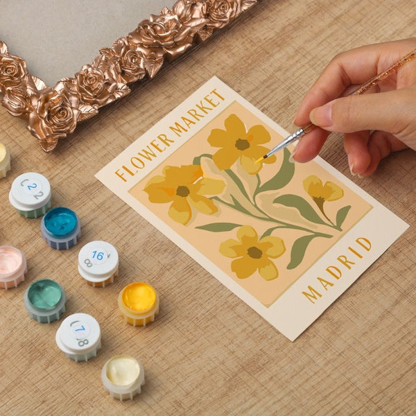 Mini Paint by number with frame - Flower market - Madrid