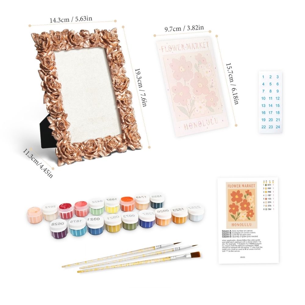 Mini Paint by number with frame - Flower market - Honolulu