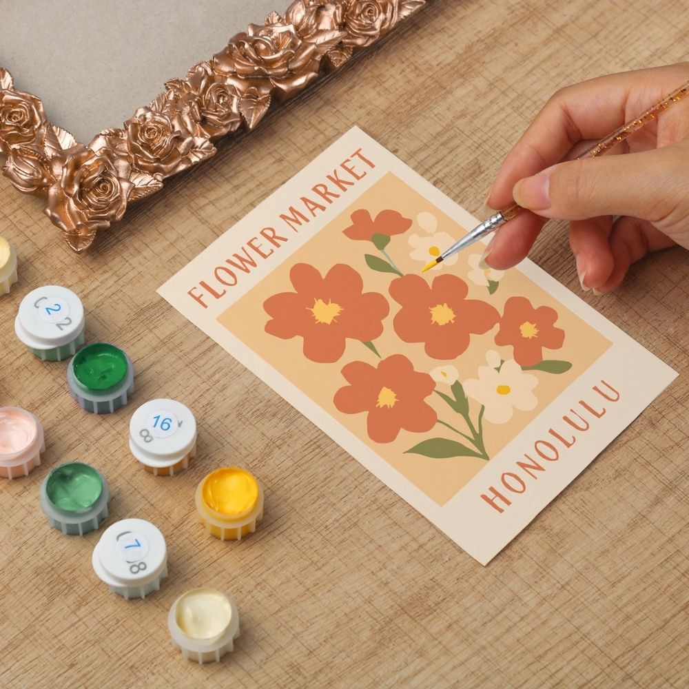 Mini Paint by number with frame - Flower market - Honolulu