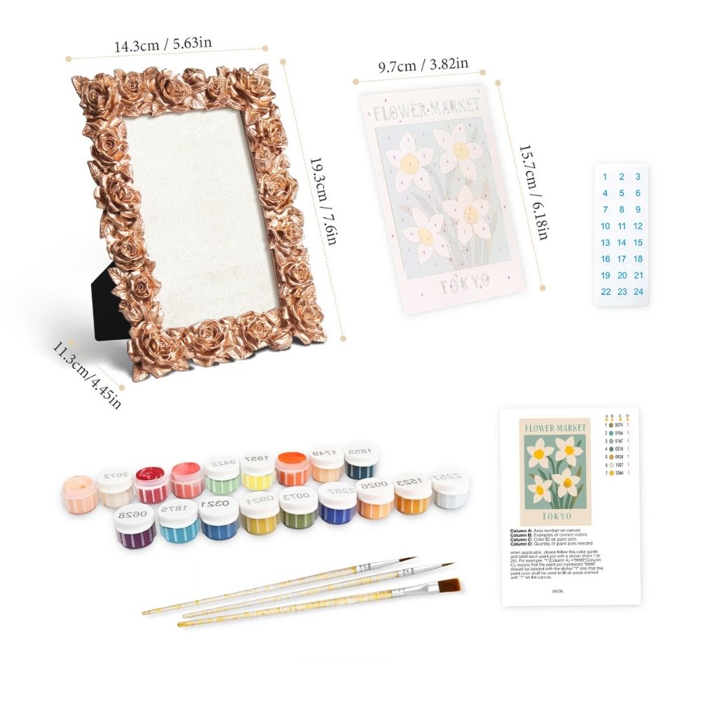 Mini Paint by number with frame - Flower market - Tokyo