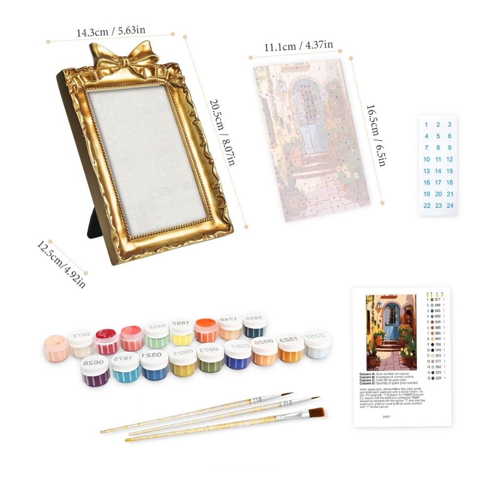 Mini Paint by number with frame - Mediterranean Courtyard