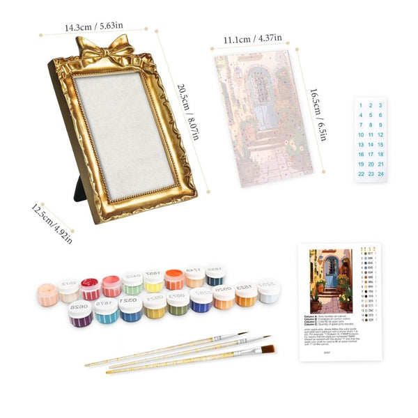 Mini Paint by number with frame - Mediterranean Courtyard