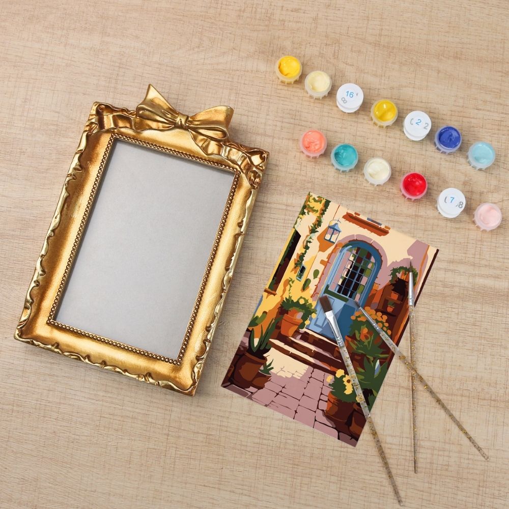 Mini Paint by number with frame - Mediterranean Courtyard