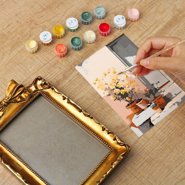 Mini Paint by number with frame - Courtyard in Bloom