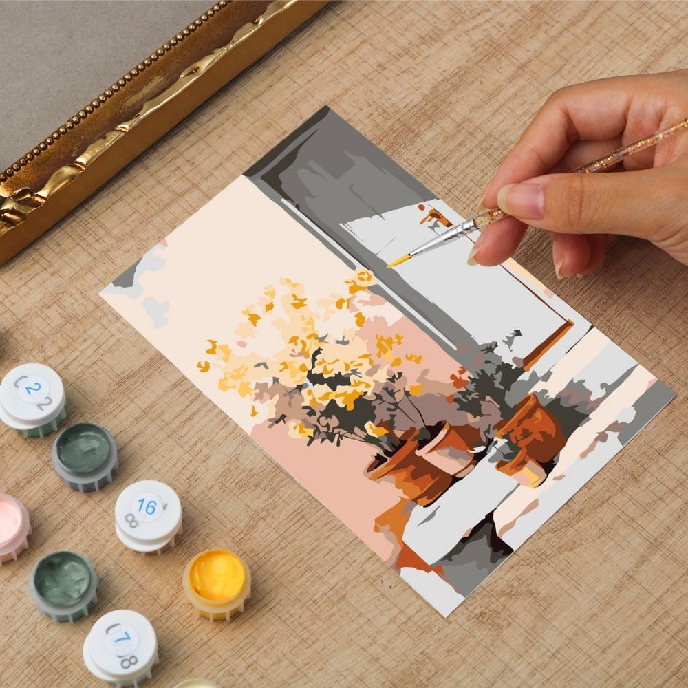 Mini Paint by number with frame - Courtyard in Bloom