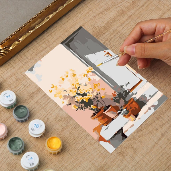 Mini Paint by number with frame - Courtyard in Bloom