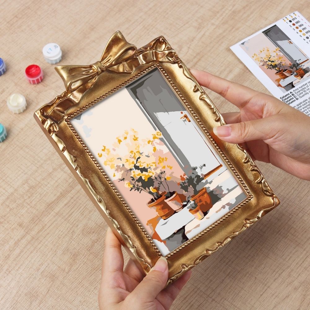 Mini Paint by number with frame - Courtyard in Bloom