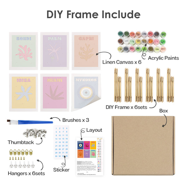 Mini Paint by numbers 6 pieces - Coastal Paradise: Modern Beach