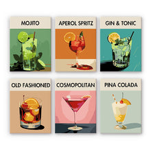 Load image into Gallery viewer, Mini Paint by numbers 6 pieces - Modern Bar Mixology Art Series 1