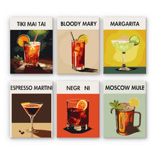 Load image into Gallery viewer, Mini Paint by numbers 6 pieces - Modern Bar Mixology Art Series 3