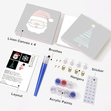 Load image into Gallery viewer, Mini Paint by numbers 8&quot;x8&quot; (4 pieces) - Classic Christmas Icons 1