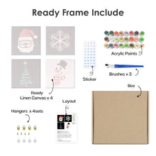 Load image into Gallery viewer, Mini Paint by numbers 8&quot;x8&quot; (4 pieces) - Classic Christmas Icons 1