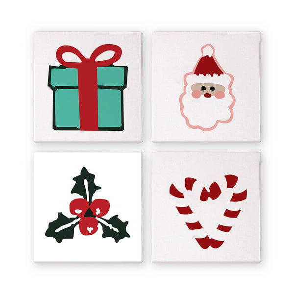 Mini Paint by numbers 8"x8" (4 pieces) - Classic Christmas Icons 2