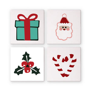 Mini Paint by numbers 8"x8" (4 pieces) - Classic Christmas Icons 2