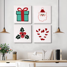 Load image into Gallery viewer, Mini Paint by numbers 8&quot;x8&quot; (4 pieces) - Classic Christmas Icons 2