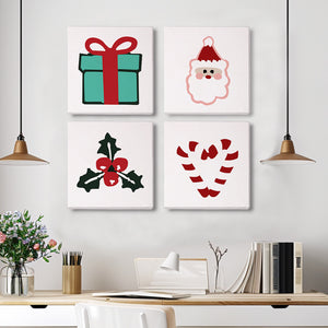 Mini Paint by numbers 8"x8" (4 pieces) - Classic Christmas Icons 2