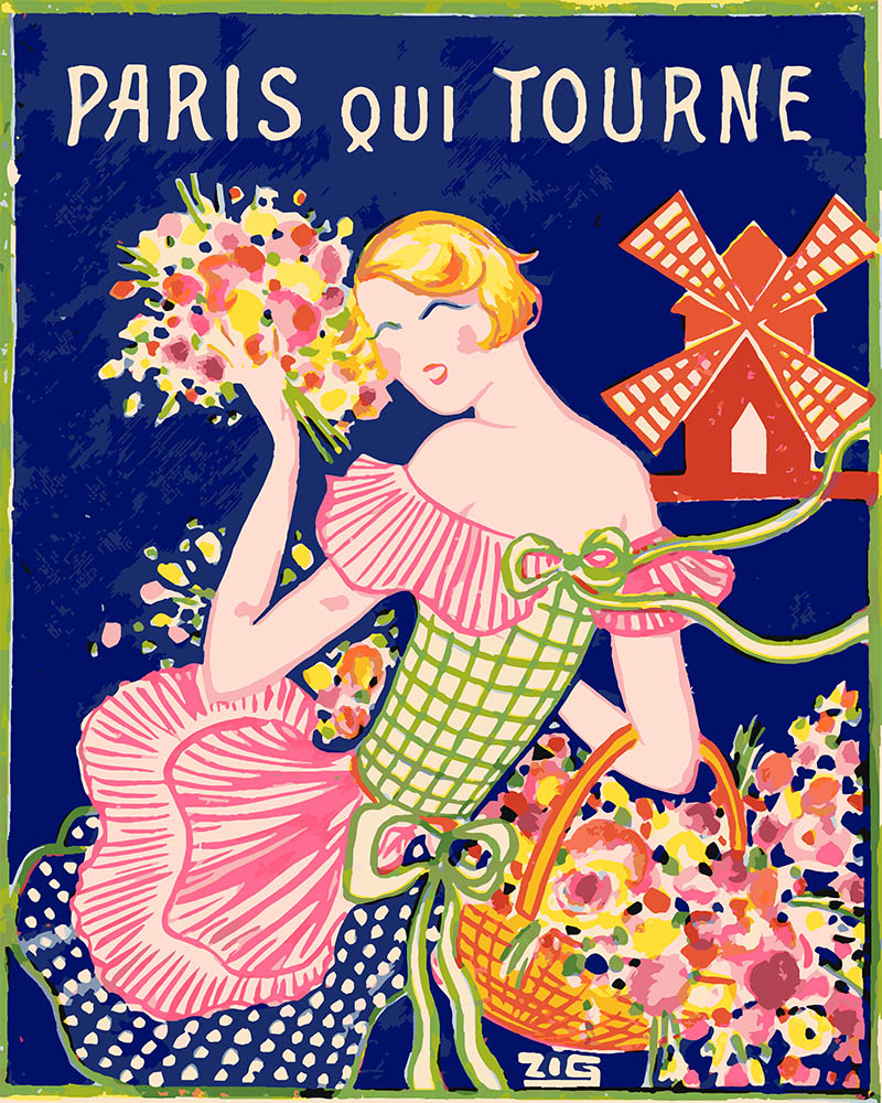 Paint by numbers kit Poster Moulin Rouge - Paris in Motion Figured'Art