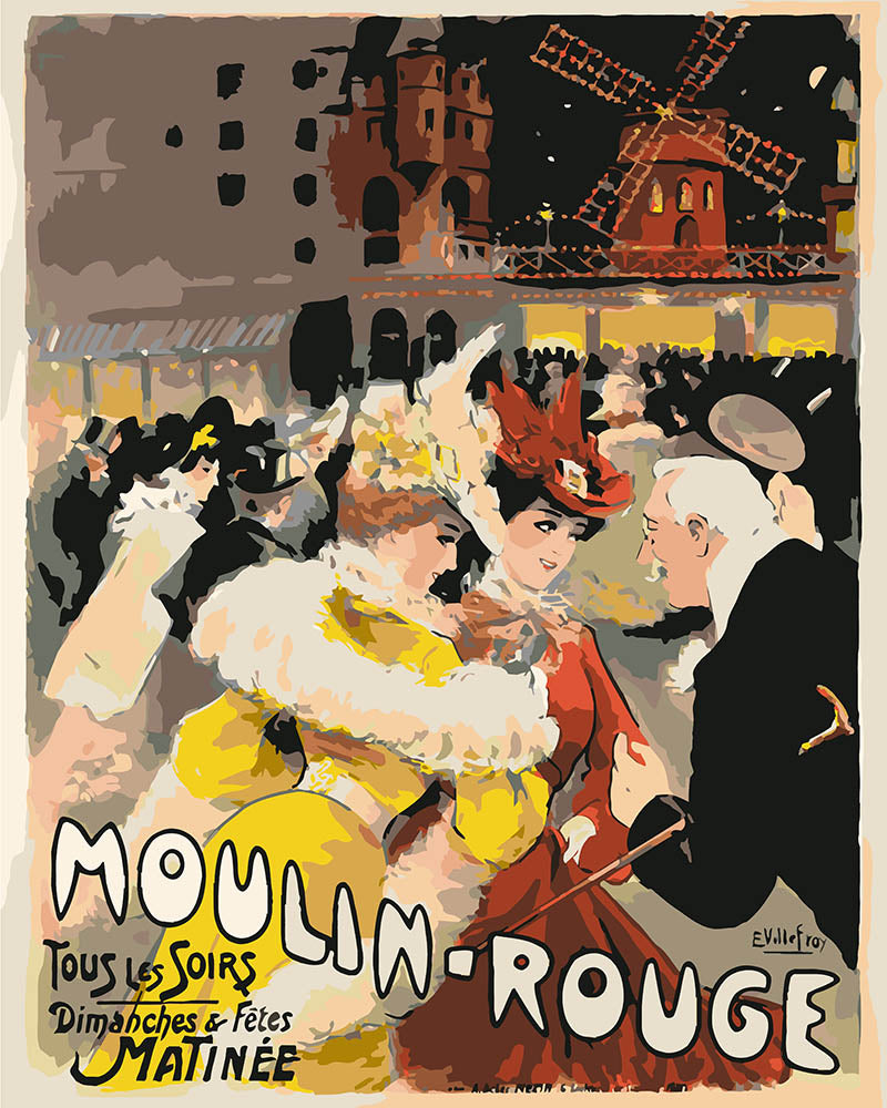 Paint by numbers kit Poster Moulin Rouge - The Yellow Lady Figured'Art