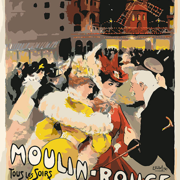 Paint by numbers kit Poster Moulin Rouge - The Yellow Lady Figured'Art