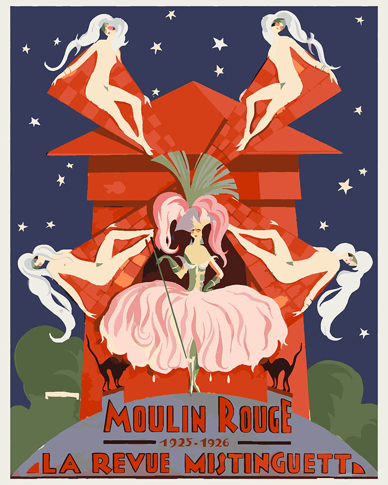 Paint by numbers kit Poster Moulin Rouge - The Mistinguett Revue Figured'Art