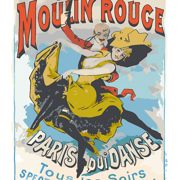 Paint by numbers kit Poster Moulin Rouge - Paris Dancing Figured'Art
