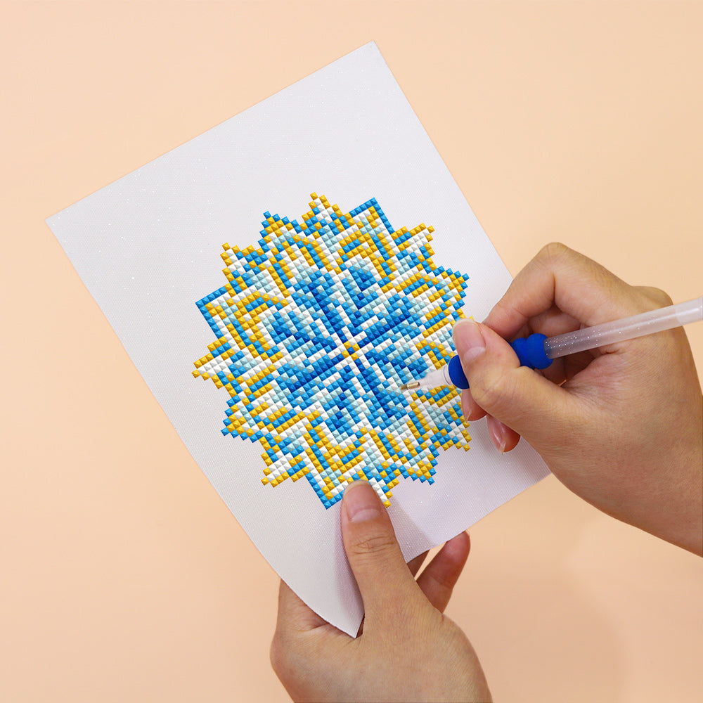 Mini Diamond Painting 6"x8" (4 pieces) - Crystal Mandalas in Blue