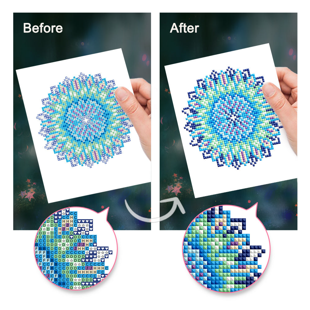 Mini Diamond Painting 6"x8" (4 pieces) - Crystal Mandalas in Blue