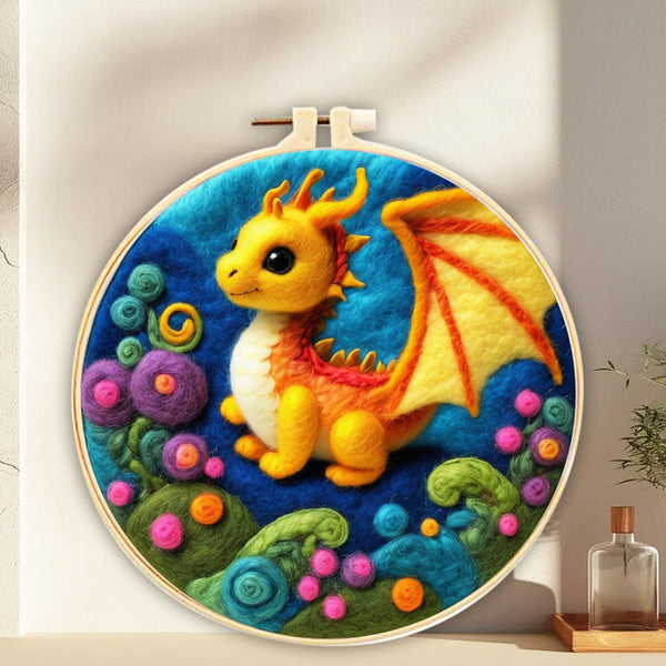 Needle Felting kit - Yellow Baby Dragon