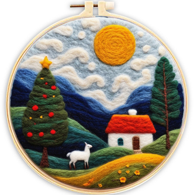 Needle Felting kit - Christmas Tree in a Field