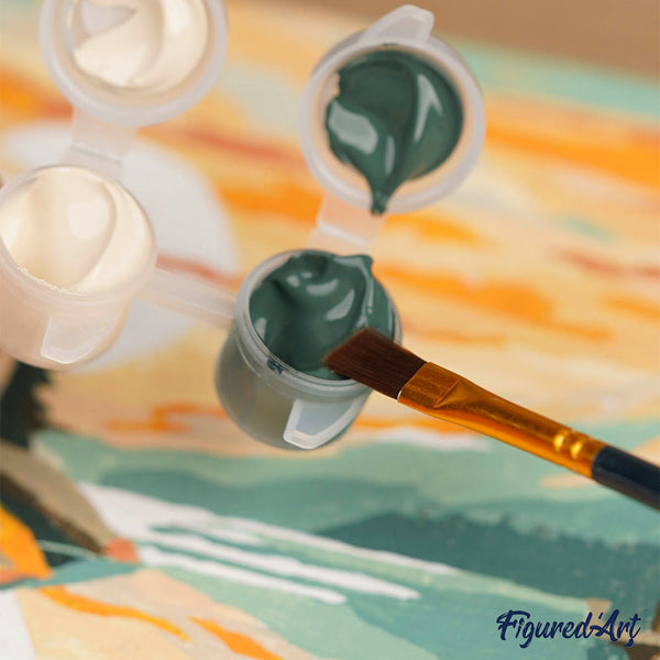 Mini Paint by numbers 8"x8" framed - Starry Christmas Night