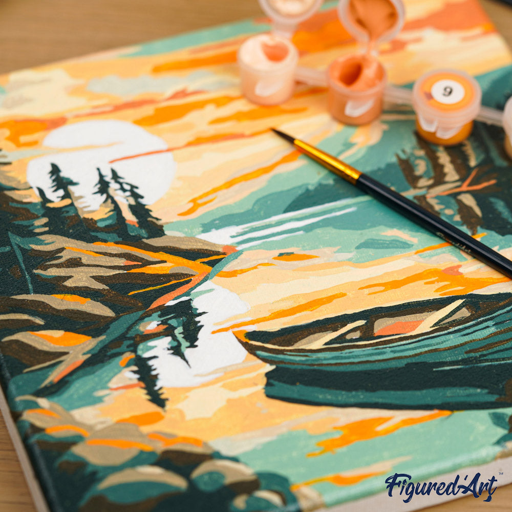 Mini Paint by numbers 8"x8" framed - Fantasy fox and flowers