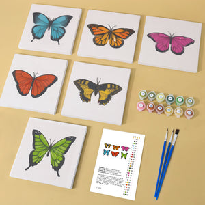 Mini Paint by numbers 6"x6" (6 pieces) - Colorful Butterfly