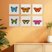 Load image into Gallery viewer, Mini Paint by numbers 6&quot;x6&quot; (6 pieces) - Colorful Butterfly