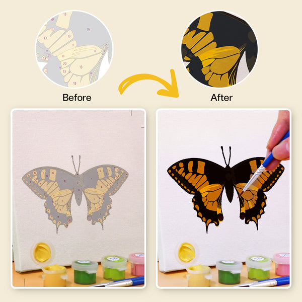 Mini Paint by numbers 6"x6" (6 pieces) - Colorful Butterfly
