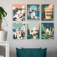 Load image into Gallery viewer, Mini Paint by numbers 6&quot;x8&quot; (6 pieces) - Mediterranean Dreams