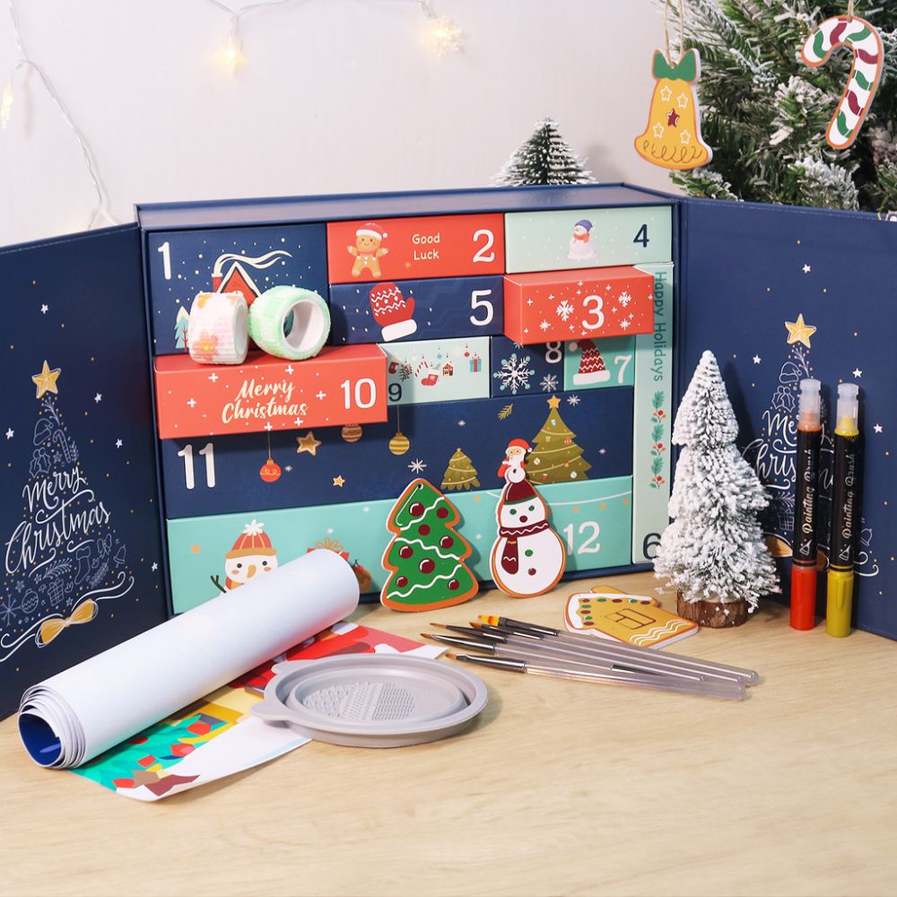 Paint by Numbers Advent Calendar 2025 - Merry Christmas (Blu-12 boxes)