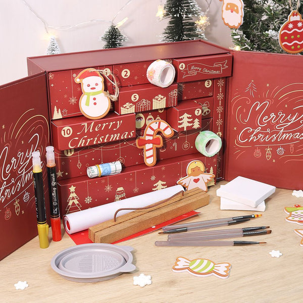 Paint by Numbers Advent Calendar 2025 - Merry Christmas (Red-12 boxes)