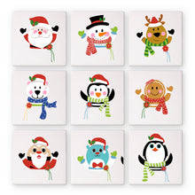 Load image into Gallery viewer, Mini Paint by numbers 6&quot;x6&quot; (9 pieces) - Cute Christmas Characters