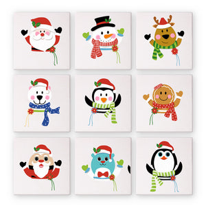 Mini Paint by numbers 6"x6" (9 pieces) - Cute Christmas Characters