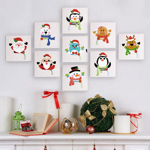 Mini Paint by numbers 6"x6" (9 pieces) - Cute Christmas Characters