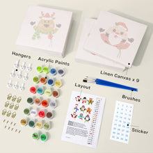 Load image into Gallery viewer, Mini Paint by numbers 6&quot;x6&quot; (9 pieces) - Cute Christmas Characters